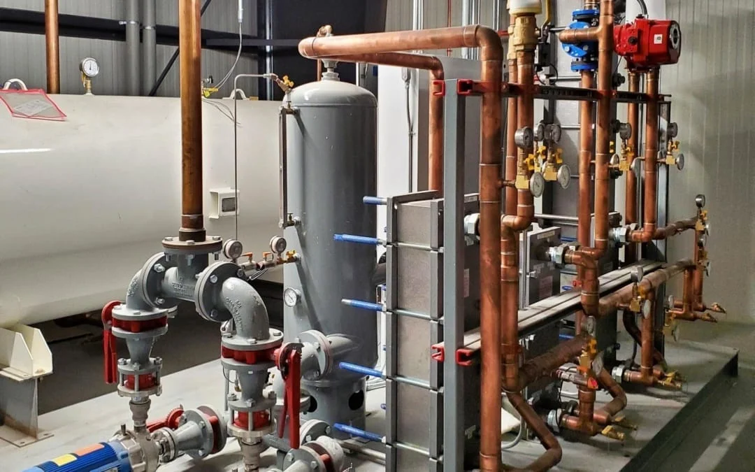 Recently installed Heat Recovery Skid at Cedar’s Mediterranean Foods captures high grade heat from two (2) 125 HP Air Compressors with heat-of-compression Air Dryers. It is used to preheat boiler feed and process hot water. The system qualified for a significant National Grid rebate. #SustainableMechanicalEngineering #AirCompressorHeatRecovery #ThermalRecovery #CustomHeatRecoverySkid #NationalGridRebate